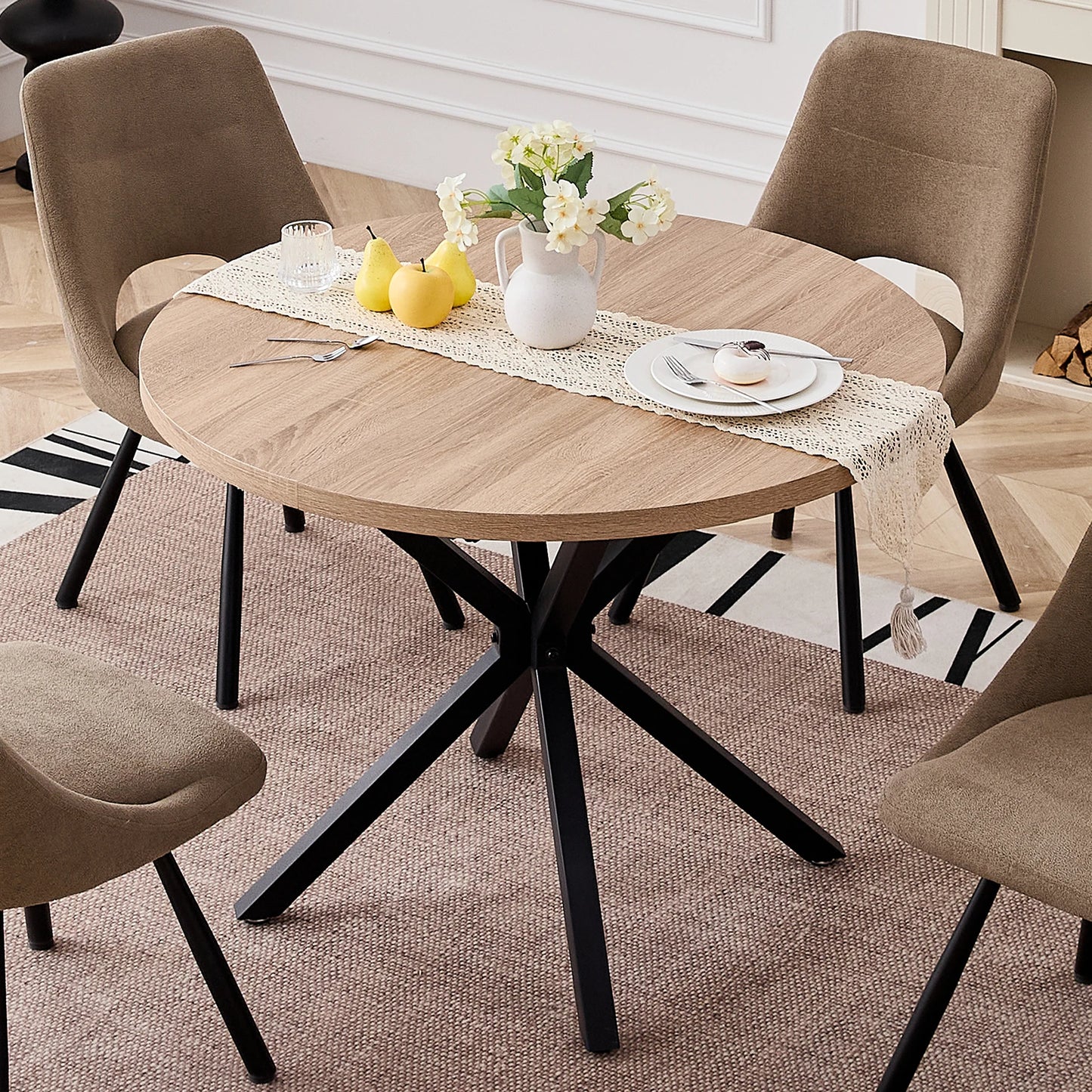 Bureau Odile — bois massif, style nordique, ronde