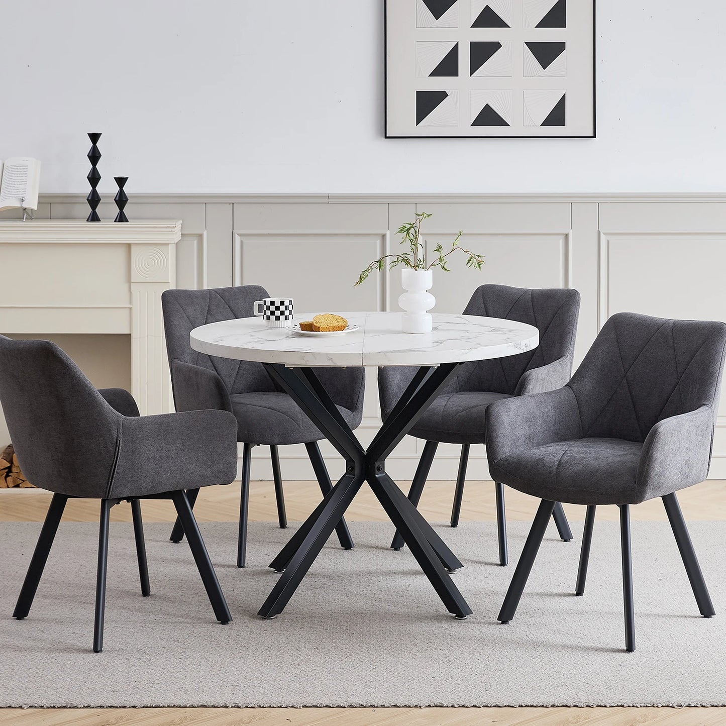 Chaise Romain — métal, design contemporain, assise pivotante, avec accoudoirs