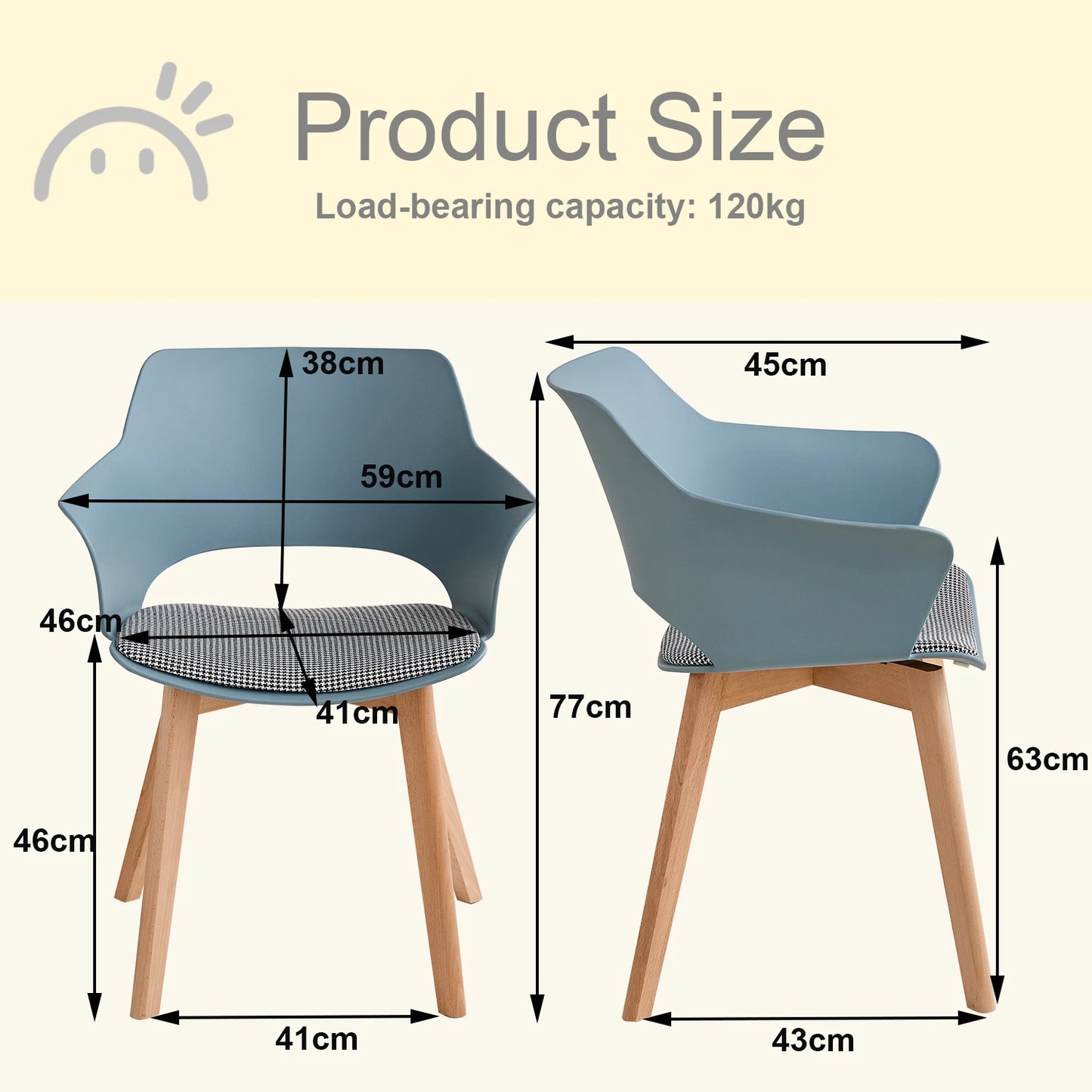 Chaise Lorraine — bois, design contemporain, avec accoudoirs