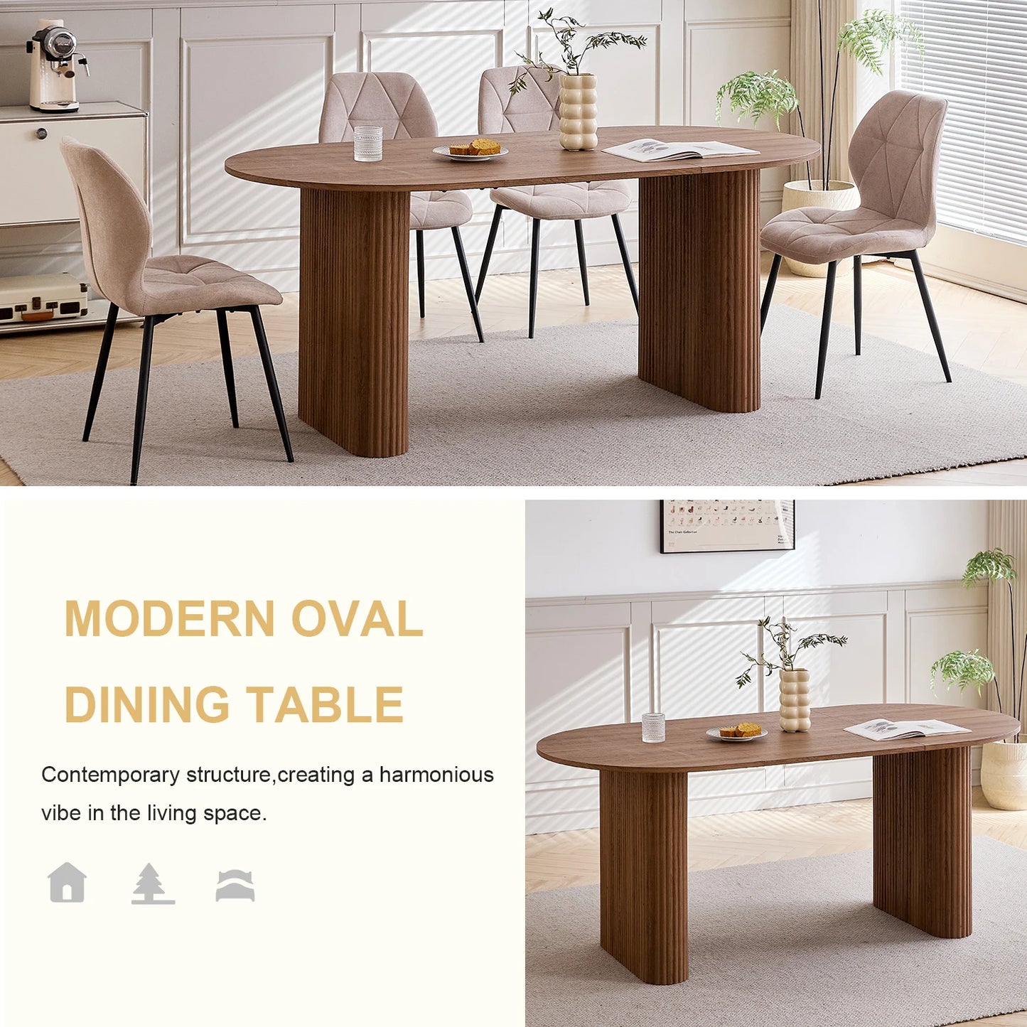 Table de salle à manger Prudence — bois, design contemporain