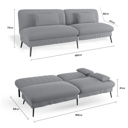 Canapé-lit convertible Léonie — 2 en 1, grand couchage, tissu microfibre