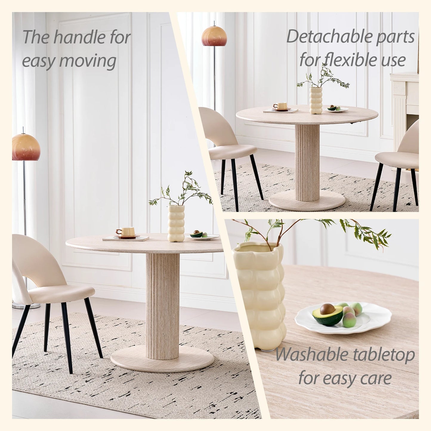 Table de salle à manger Fanny — bois massif, design contemporain, ronde