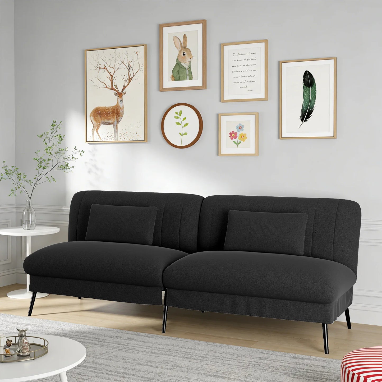 Canapé-lit convertible Léonie — 2 en 1, grand couchage, tissu microfibre