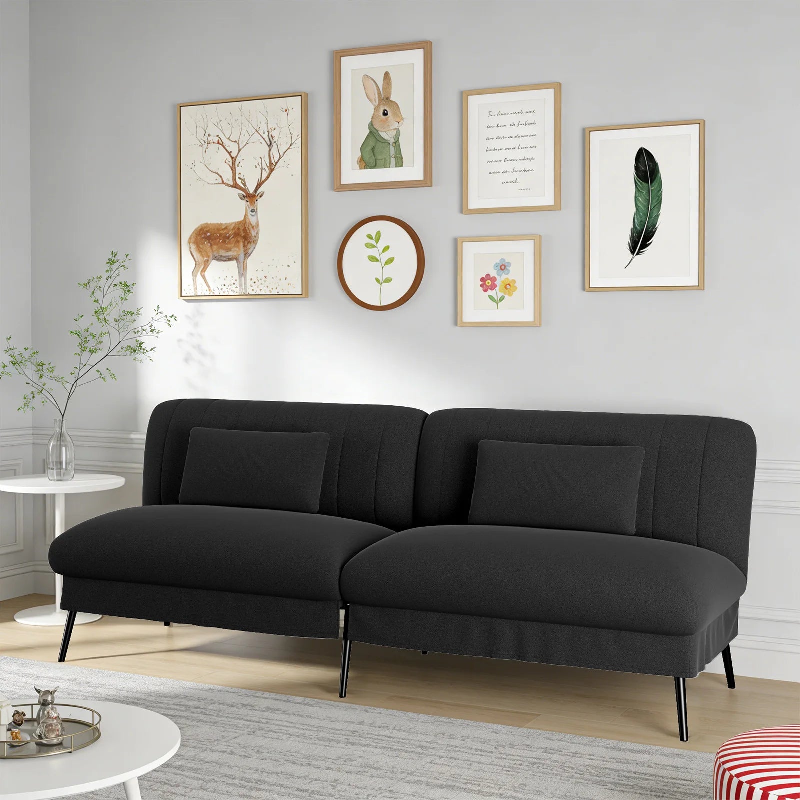 Canapé-lit convertible Léonie — 2 en 1, grand couchage, tissu microfibre