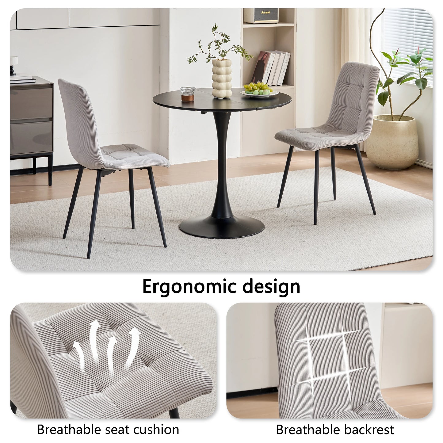 Chaise Perrine — velours, métal, design contemporain, lot de 6