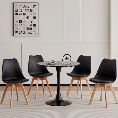 Table de salle à manger Odette — finition noir, design contemporain, ronde