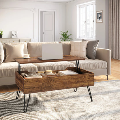WOLTU Coffee Table with Hidden Storage Height-Adjustable Sofa Side Table Top  for Living Room Office Home Decor