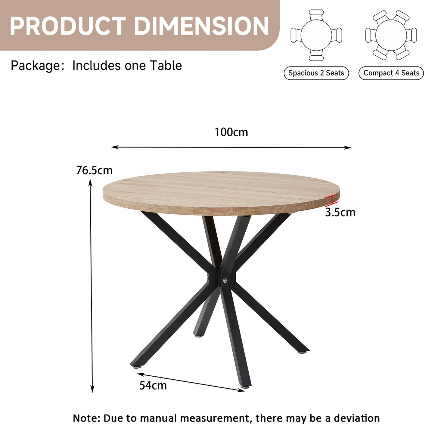 Bureau Odile — bois massif, style nordique, ronde
