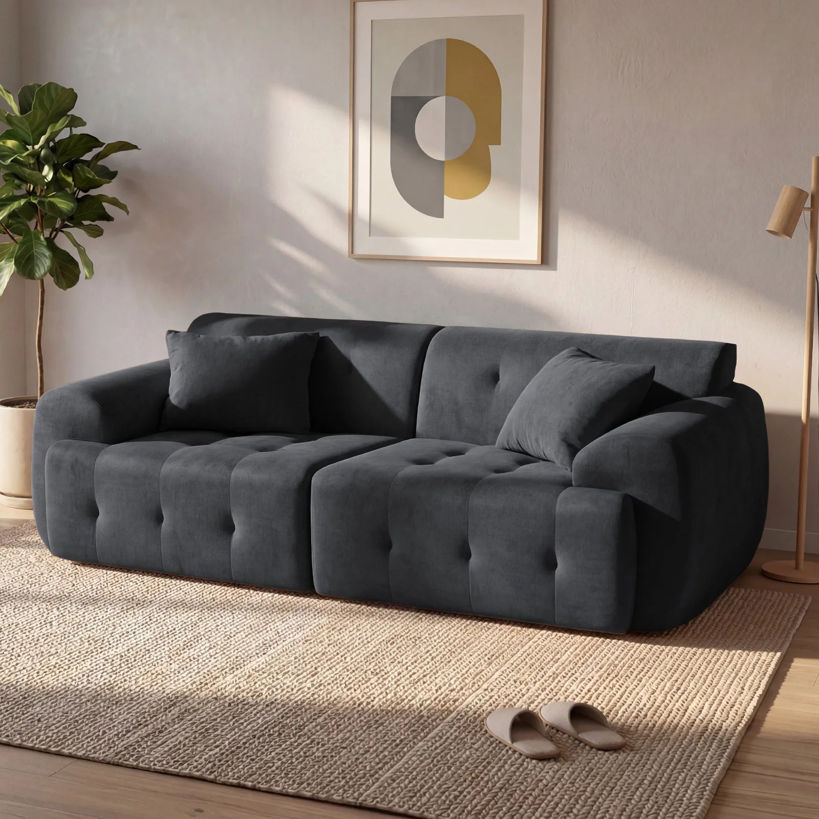 Canapé sol Gabrielle — 2 places, 180×86 cm, montage sans outil