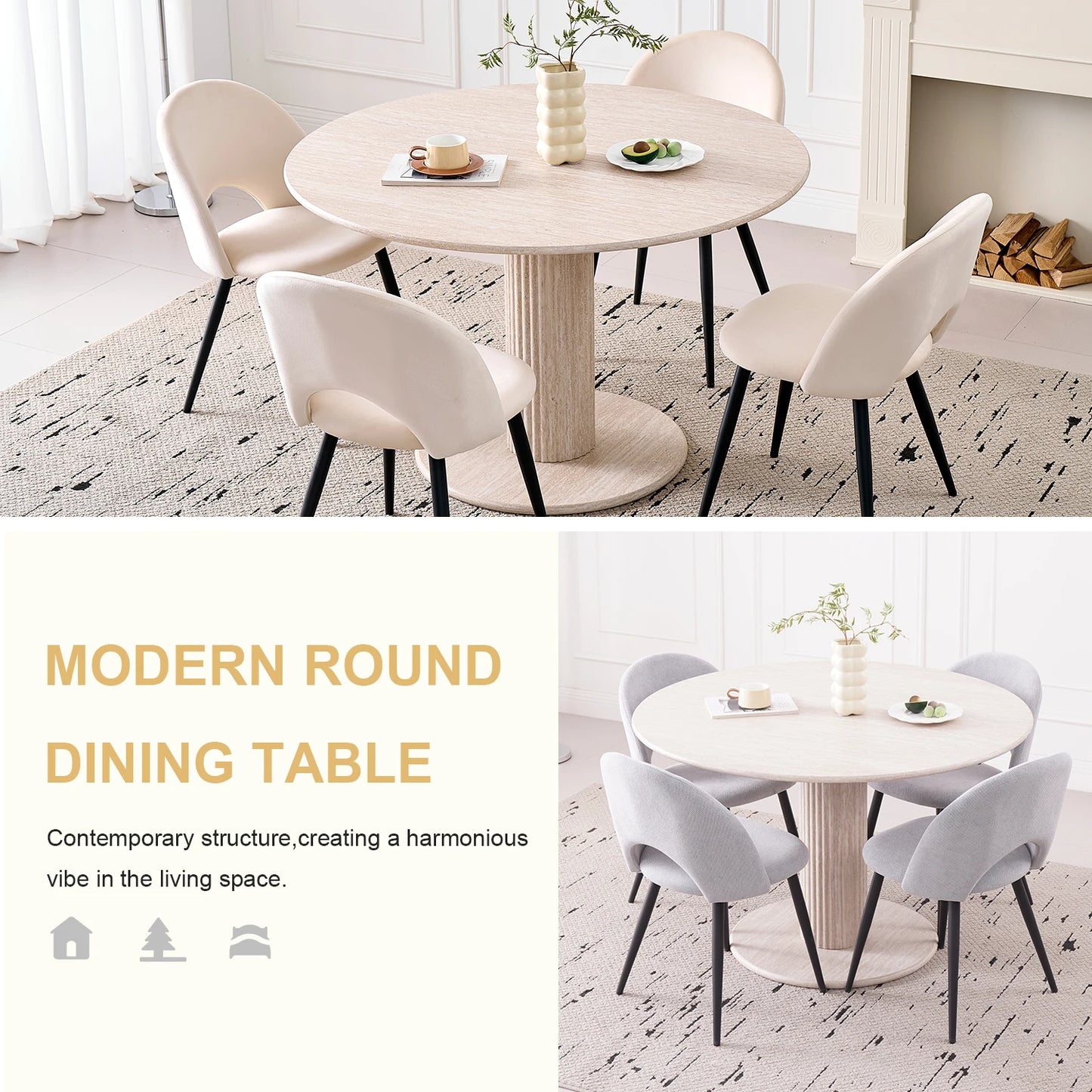 Table de salle à manger Fanny — bois massif, design contemporain, ronde