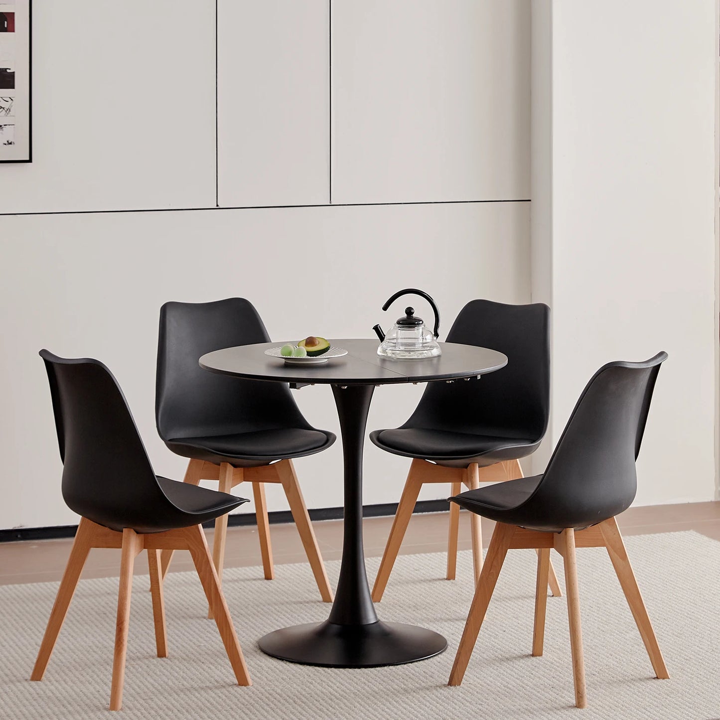 Table de salle à manger Odette — finition noir, design contemporain, ronde