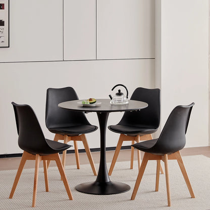Table de salle à manger Odette — finition noir, design contemporain, ronde
