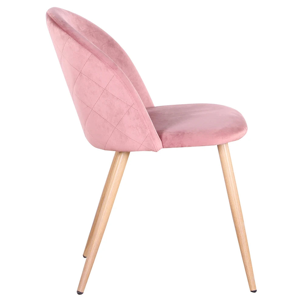 Chaise Élodie — finition rose, velours, métal