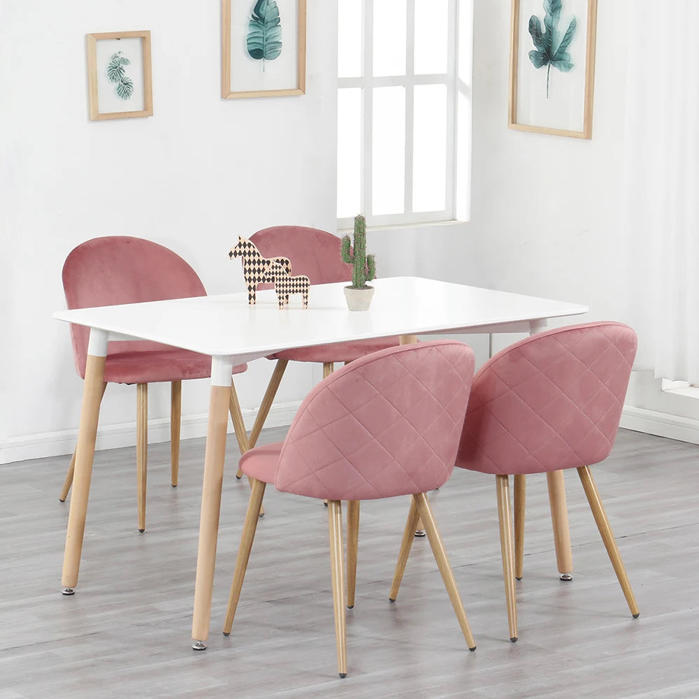 Chaise Élodie — finition rose, velours, métal