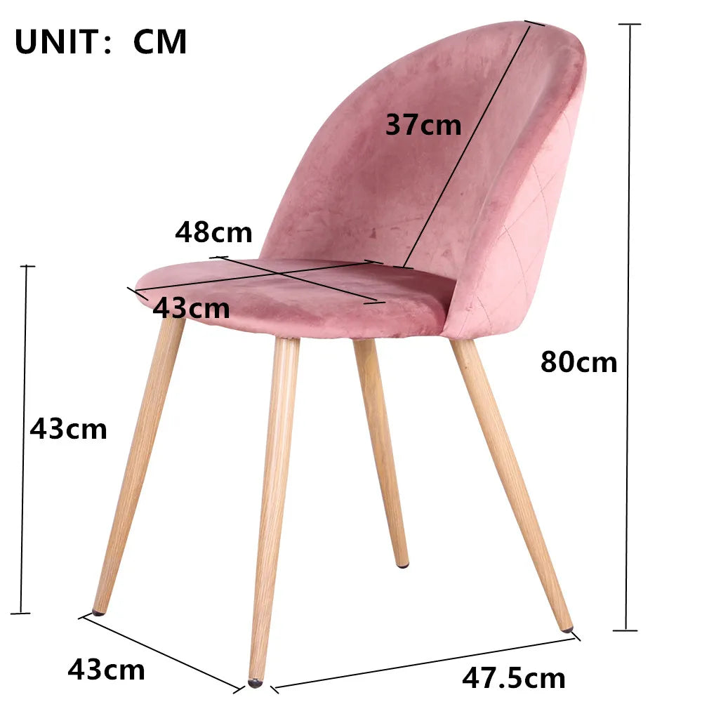 Chaise Élodie — finition rose, velours, métal