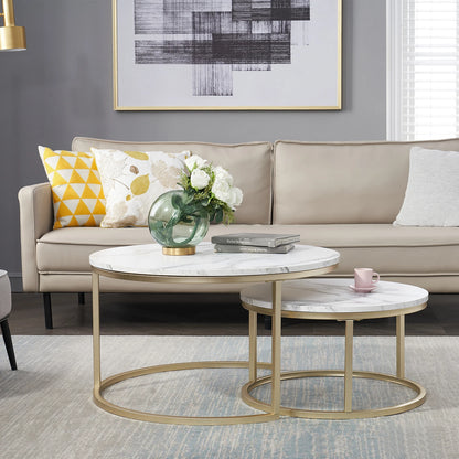 Table basse Marianne — marbre, design contemporain, ronde