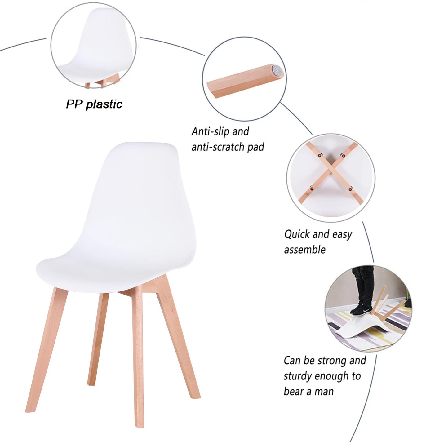 Chaise Alexine — finition noir, bois massif, style nordique