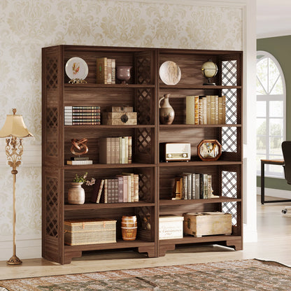 Bibliothèque Delphine — style industriel, rangement intégré, 6 niveaux, étagères ouvertes