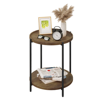 WOLTU Round Coffee Table with 2 Shelves Removable Table Top Sofa Telephone Tea Bedside Table for Living Room Bedroom Home