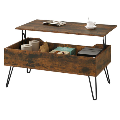 WOLTU Extendable Coffee Table Height-Adjustable Table Wooden Sofa Table with Hidden Storage Space Living Room Office Furniture