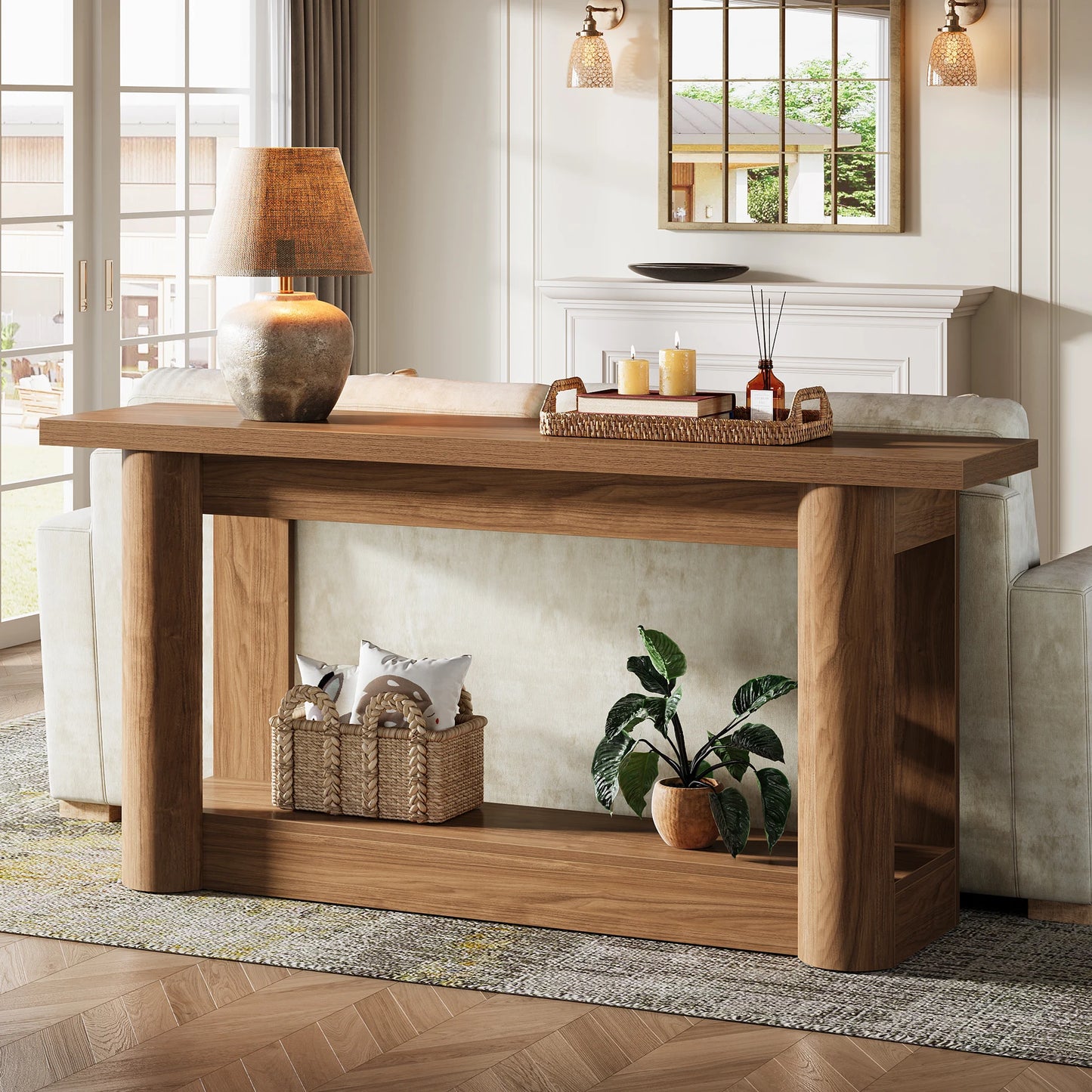 Console Christophe — métal, rangement intégré, 2 niveaux