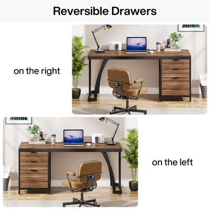 Bureau Gilles — style industriel, rangement intégré, avec tiroirs