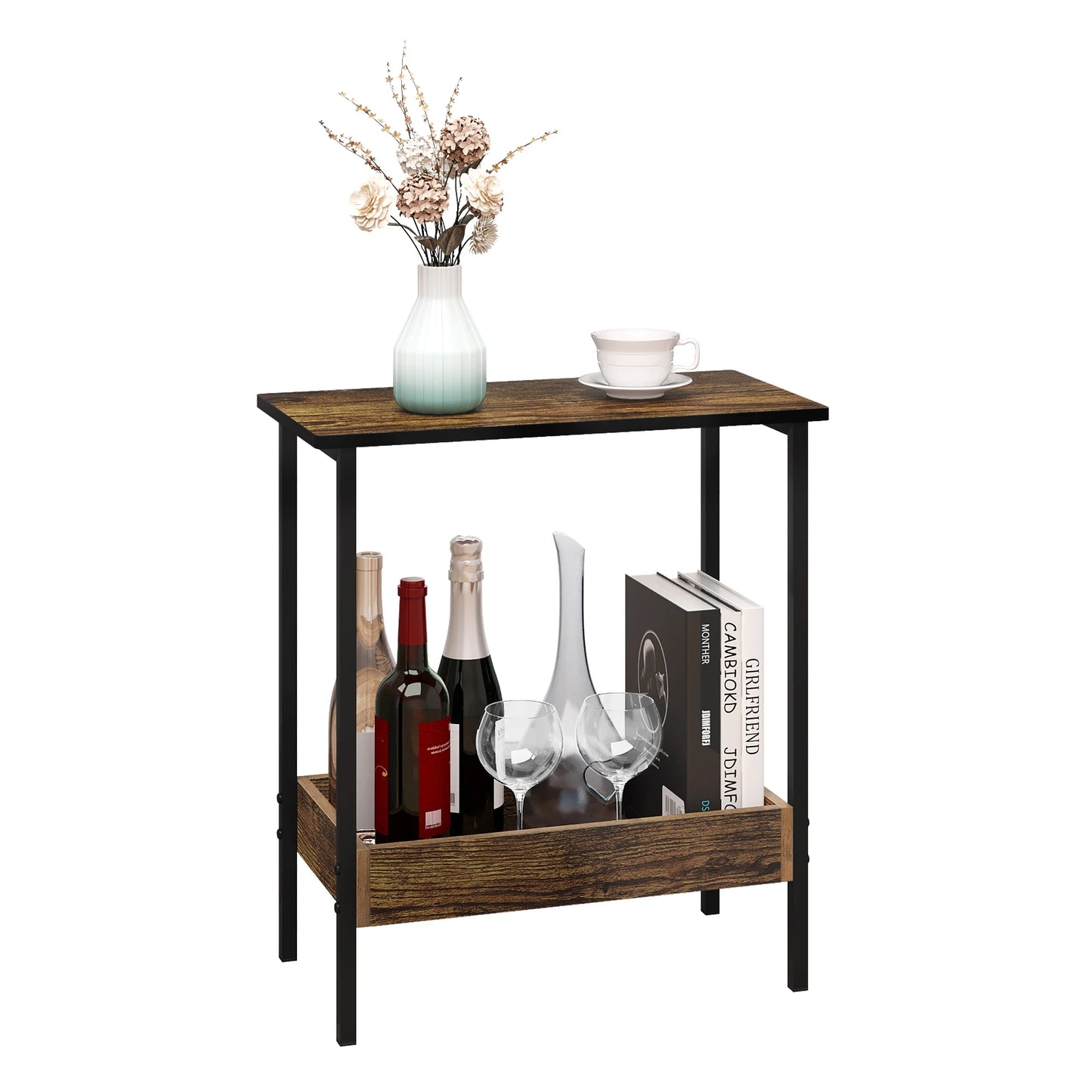 WOLTU Side Table Coffee Table with 2 Shelves Sofa Console Table with Storage Space for Living Room Living Room Cozy Corner