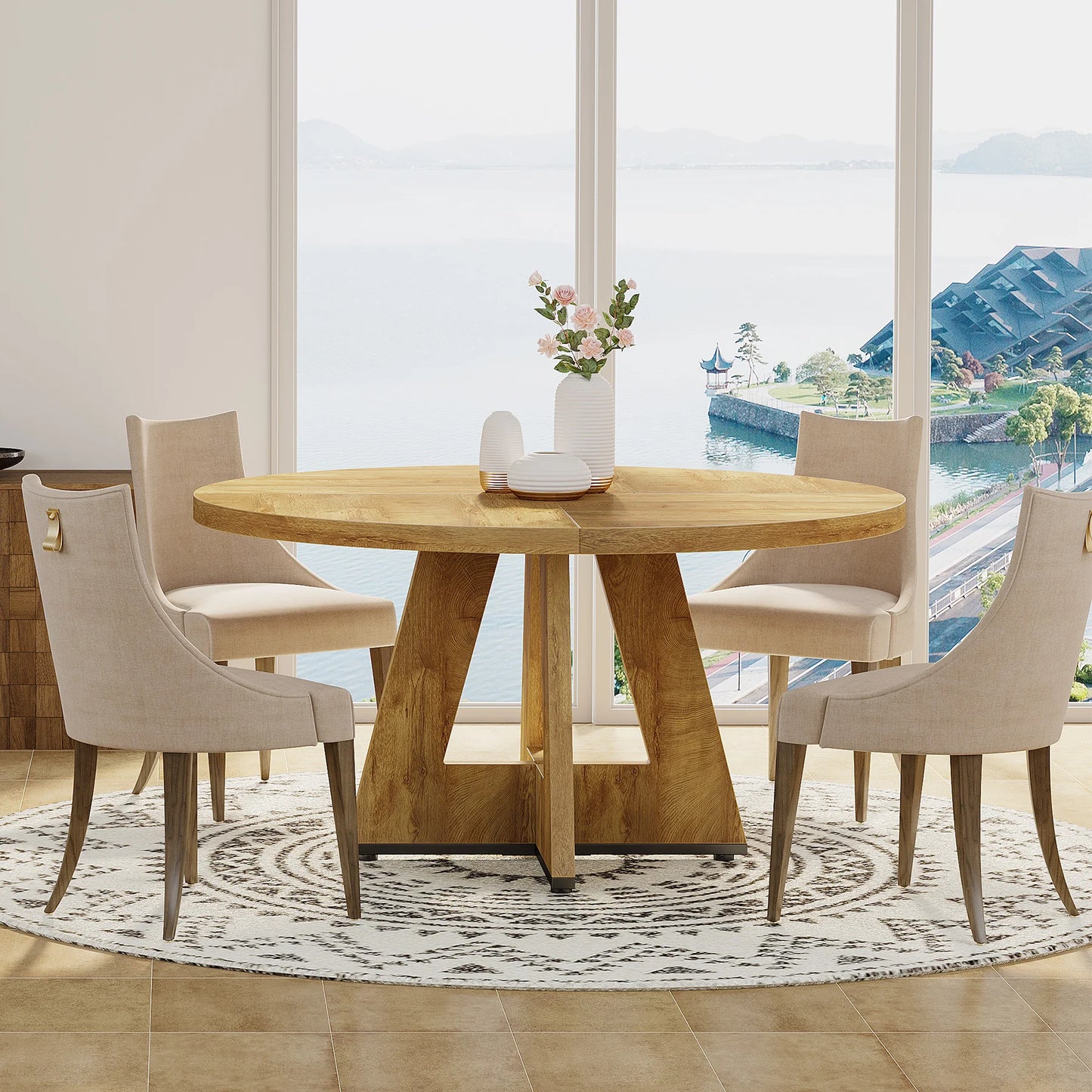 Table de salle à manger Stéphane — métal, ronde