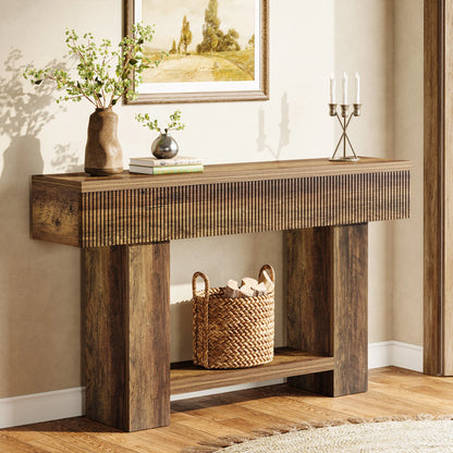 Console Ophélie — bois, style rustique, rangement intégré, 2 niveaux