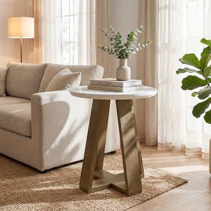 Table d'appoint Bertrand — finition blanche, design contemporain, ronde