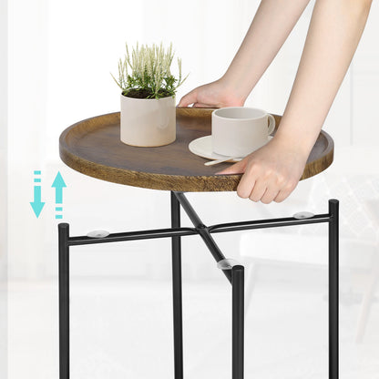 WOLTU Round Coffee Table with 2 Shelves Removable Table Top Sofa Telephone Tea Bedside Table for Living Room Bedroom Home