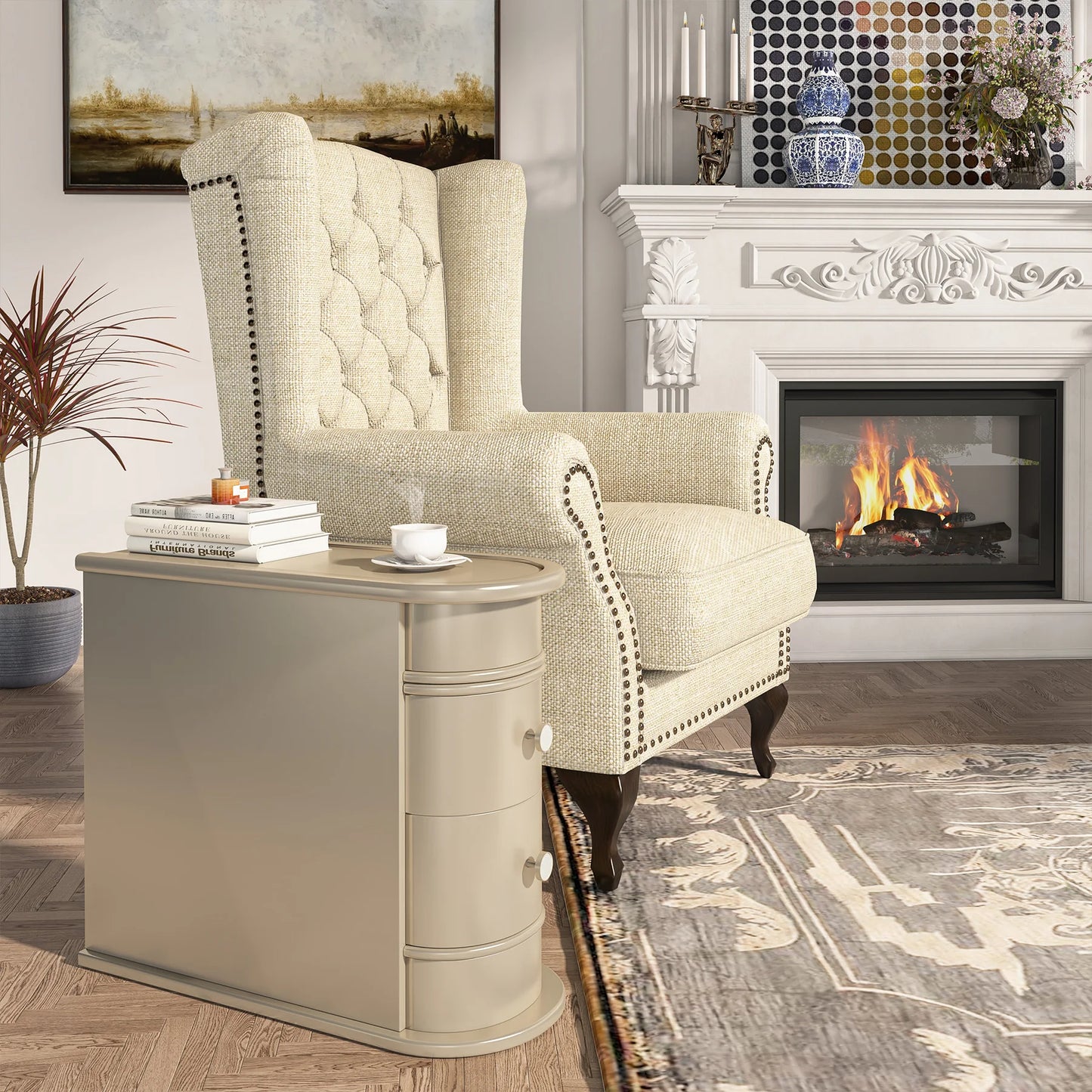 Table d'appoint Manon — bois massif, ronde