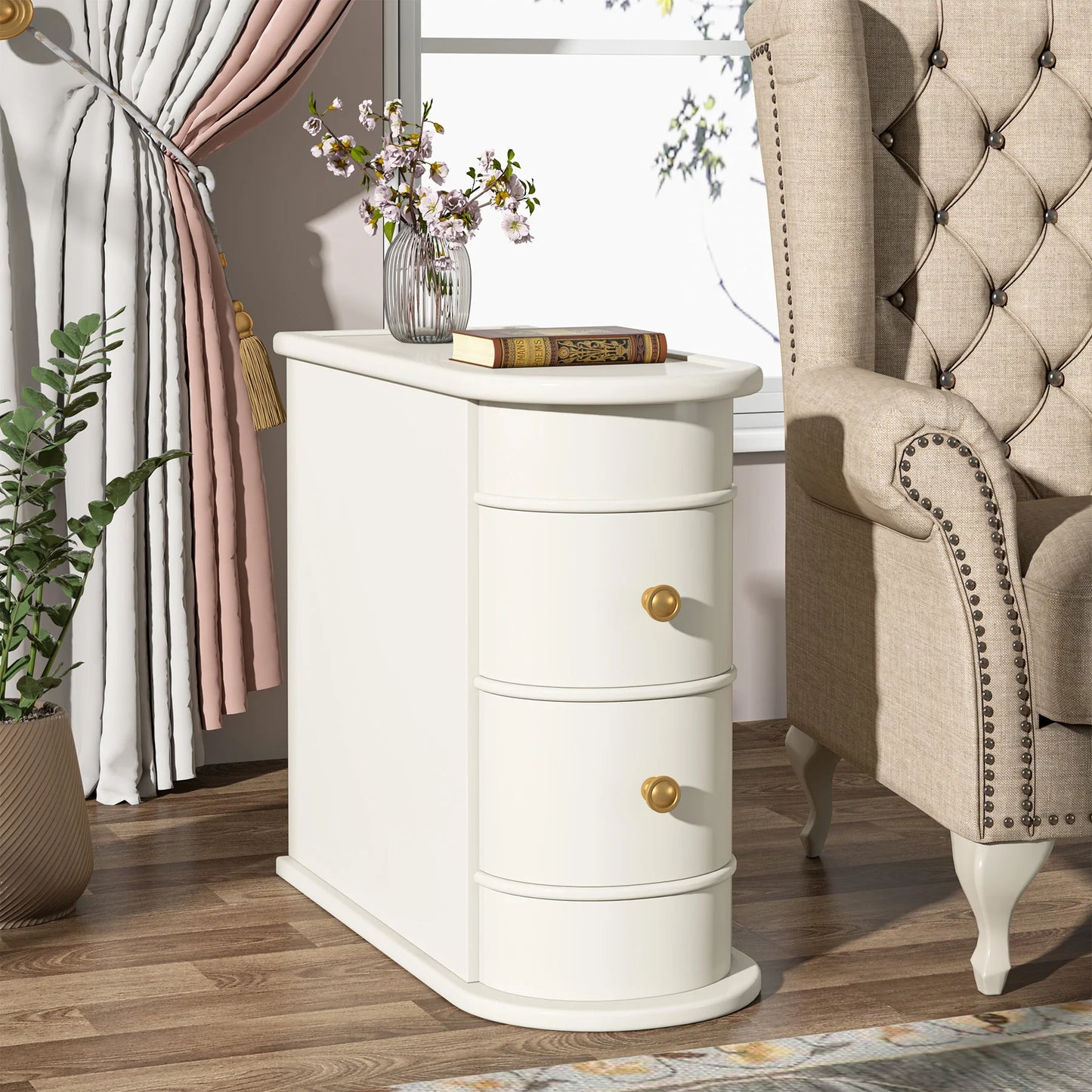 Table d'appoint Manon — bois massif, ronde