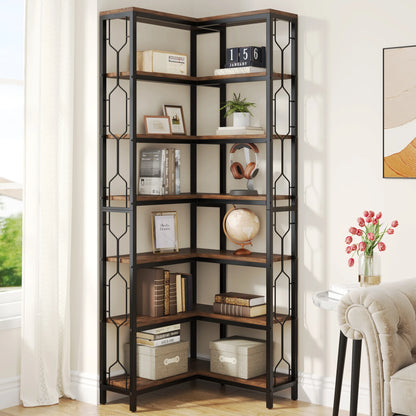 Bibliothèque Jocelyne — bois, métal, style industriel, 7 niveaux