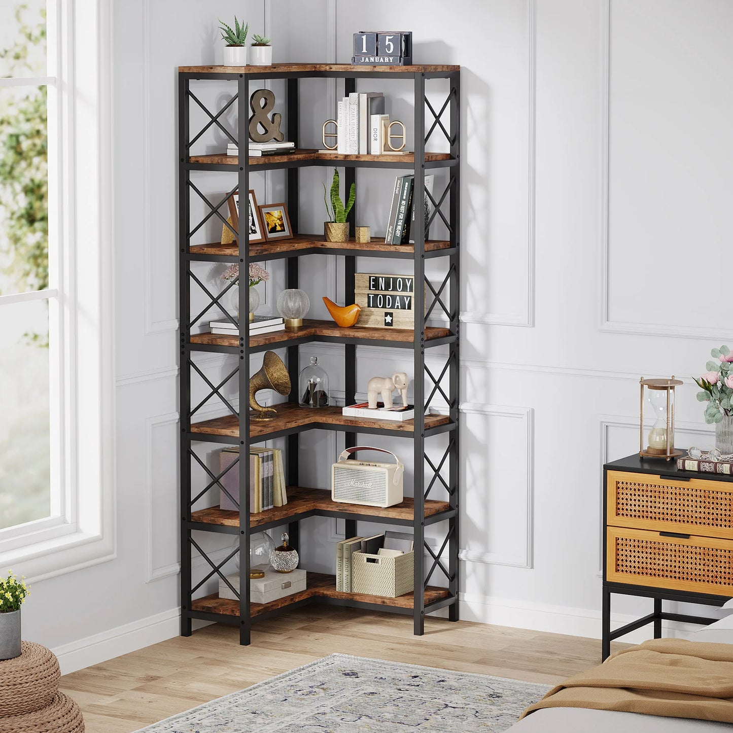 Bibliothèque Hadrien — métal, design contemporain, rangement intégré, 7 niveaux