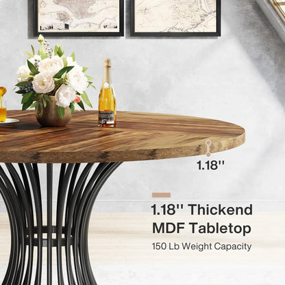Table de salle à manger Yolande — métal, style industriel, ronde