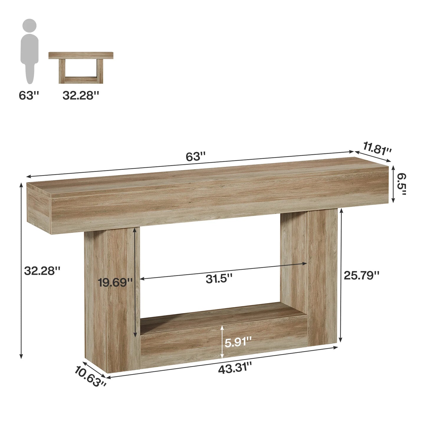 Console Laetitia — bois, 2 niveaux