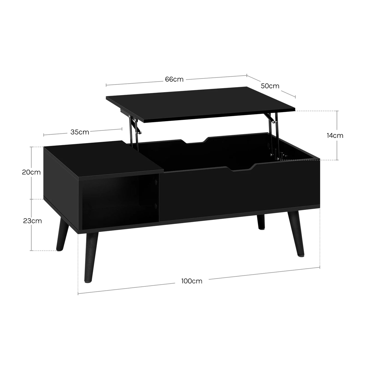 WOLTU Height-Adjustable Coffee Table with Hidden Storage Lifting Board Folding Table for Living Room Side and Sofa Table