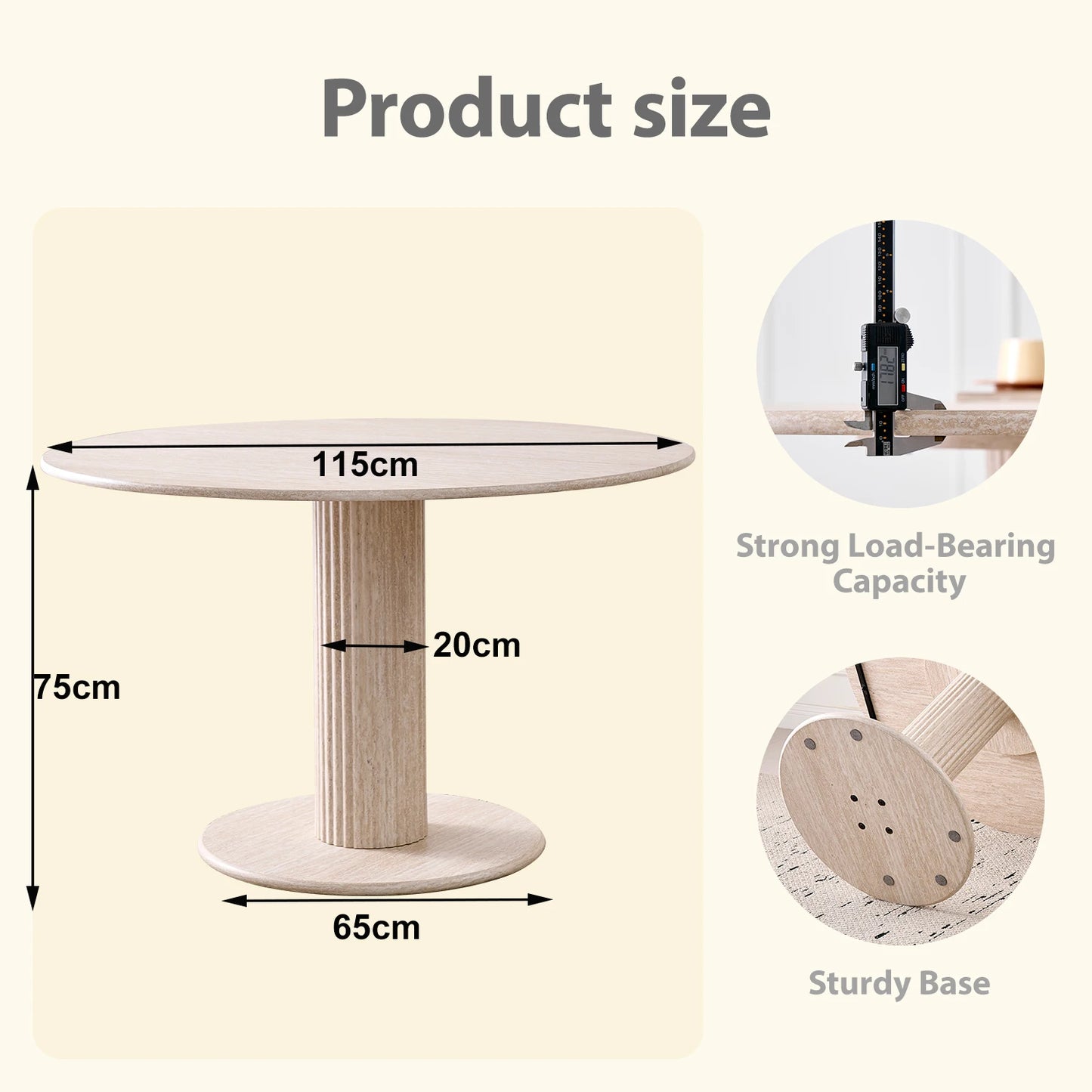Table de salle à manger Fanny — bois massif, design contemporain, ronde