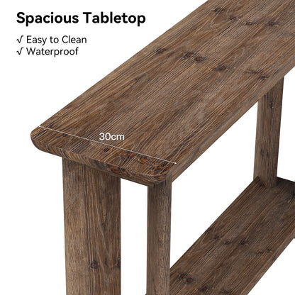 Console Inès — finition noyer, bois massif, design contemporain, 2 niveaux