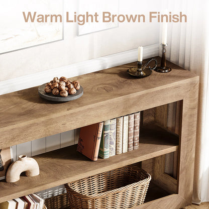 Console Béatrice — finition marron, bois, métal, rangement intégré