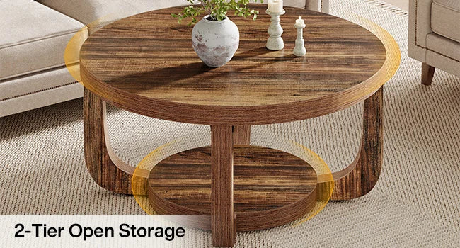 Table basse Chloé — bois, design contemporain, rangement intégré, 2 niveaux