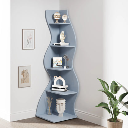 Bibliothèque Jules — design contemporain, rangement intégré, 5 niveaux, meuble d'angle
