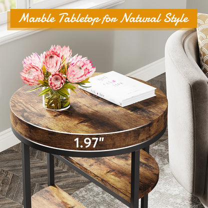 Table d'appoint Pauline — bois, style industriel, rangement intégré, ronde