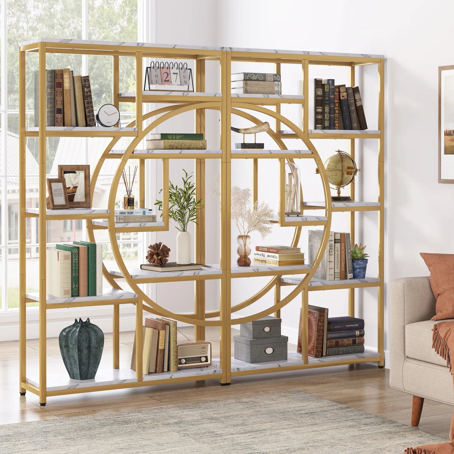 Bibliothèque Nathan — style industriel, rangement intégré, 5 niveaux, étagères ouvertes