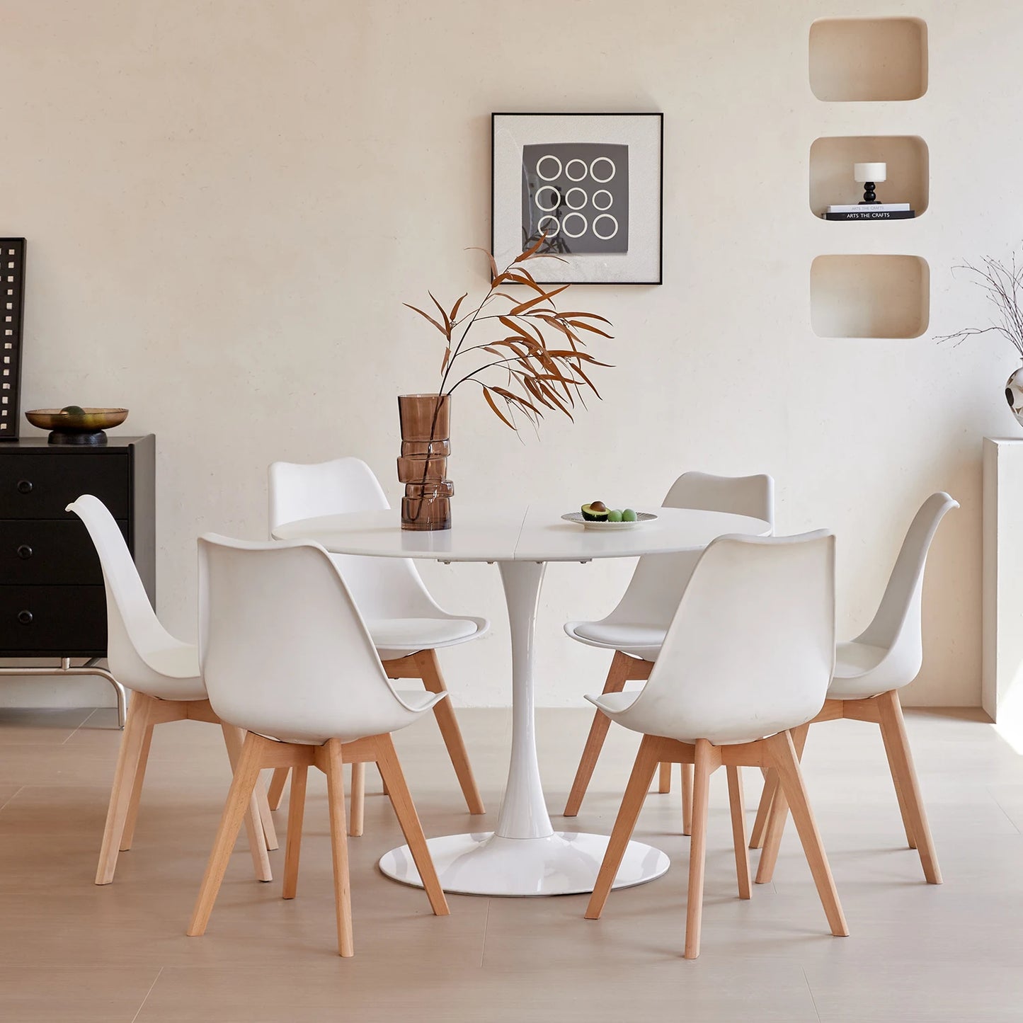 Table basse Éléna — finition noir, ronde, lot de 6