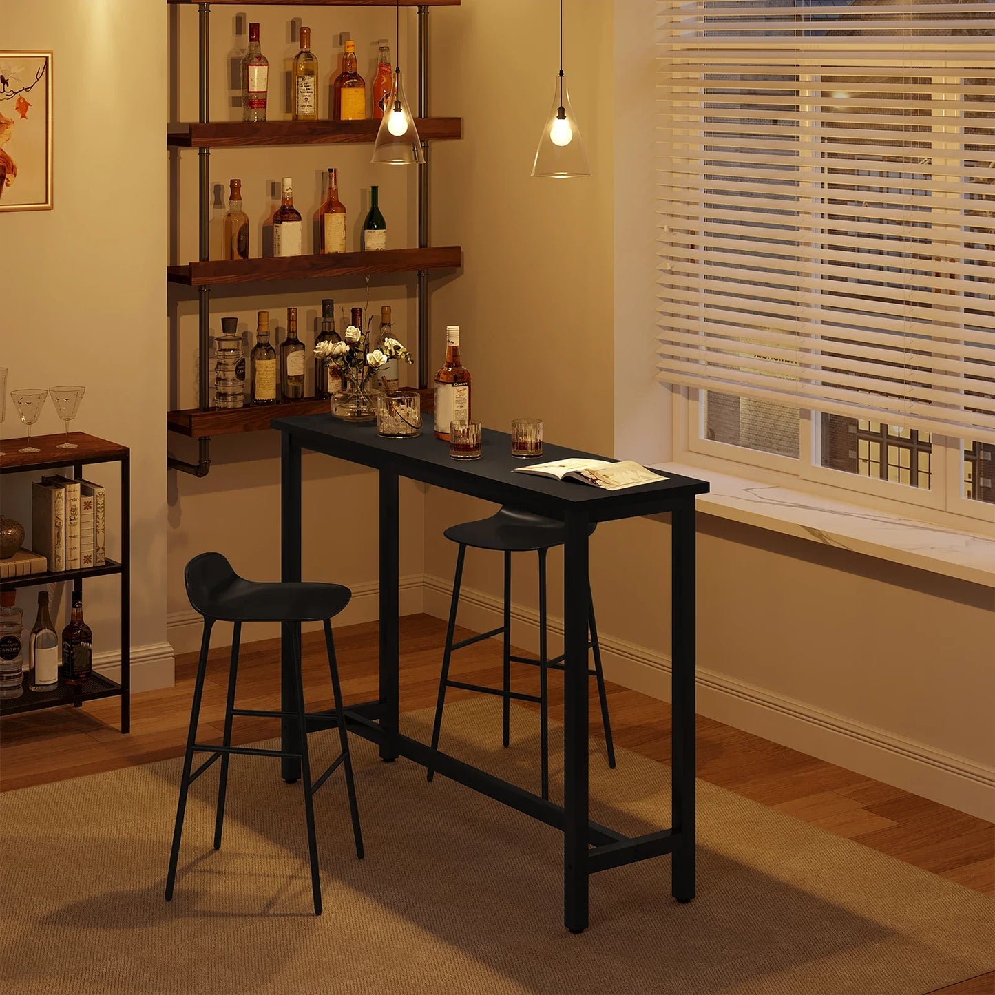 WOLTU Bar Kitchen Table Breakfast Dining Coffee Tea Table with Footrest Entrance Table Side Table Sideboards for Living Room