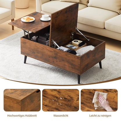 Lift Top Coffee Table with Storage, Wooden Sofa Side Tea Table for Living Room, Storage Cabinet with Hidden Compartments