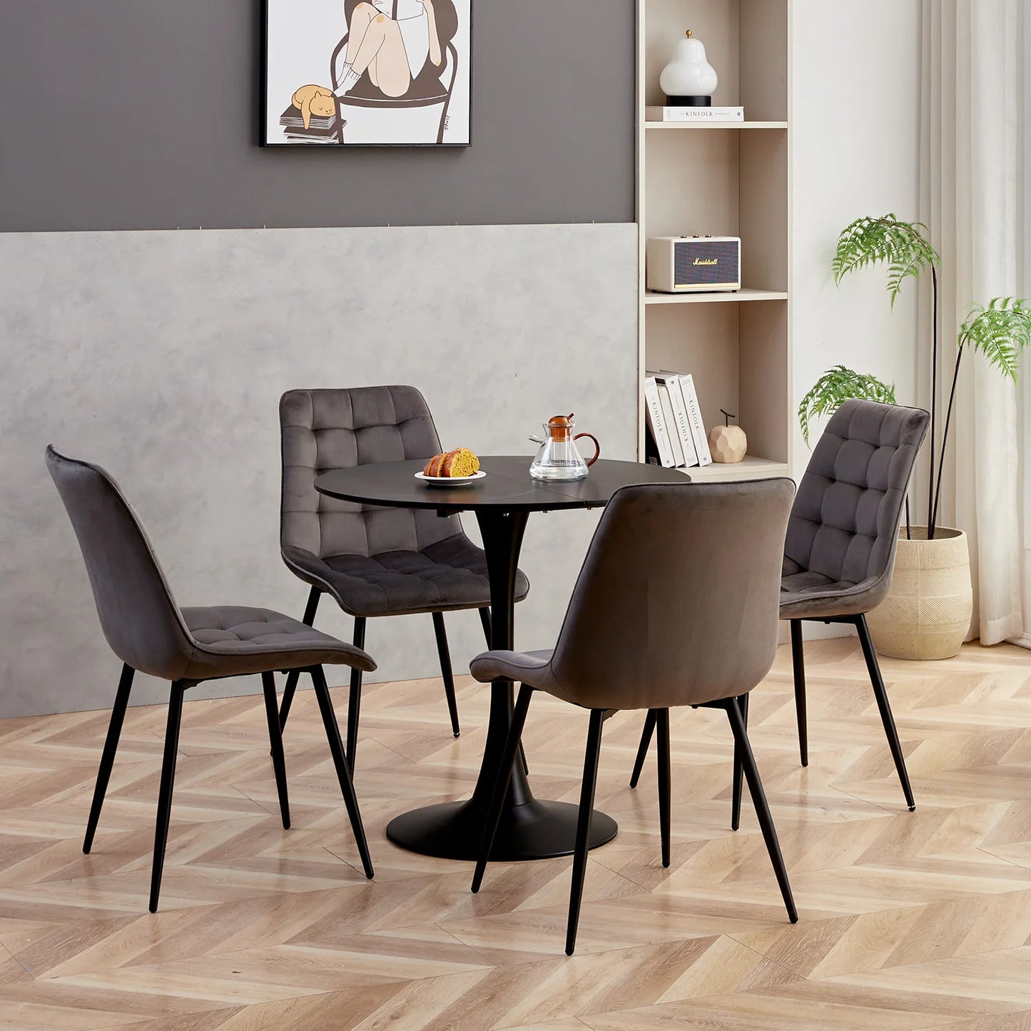 Table de salle à manger Simon — finition blanche, design contemporain, ronde