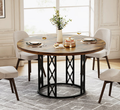 Table de salle à manger Yolande — métal, style industriel, ronde